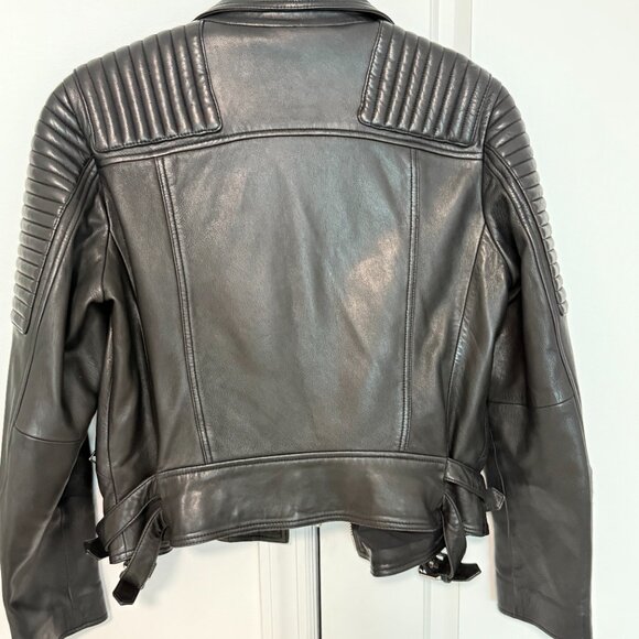 AllSaints Balfern Biker Leather Moto Jacket Black US 8 | $559 Retail - Picture 4 of 9